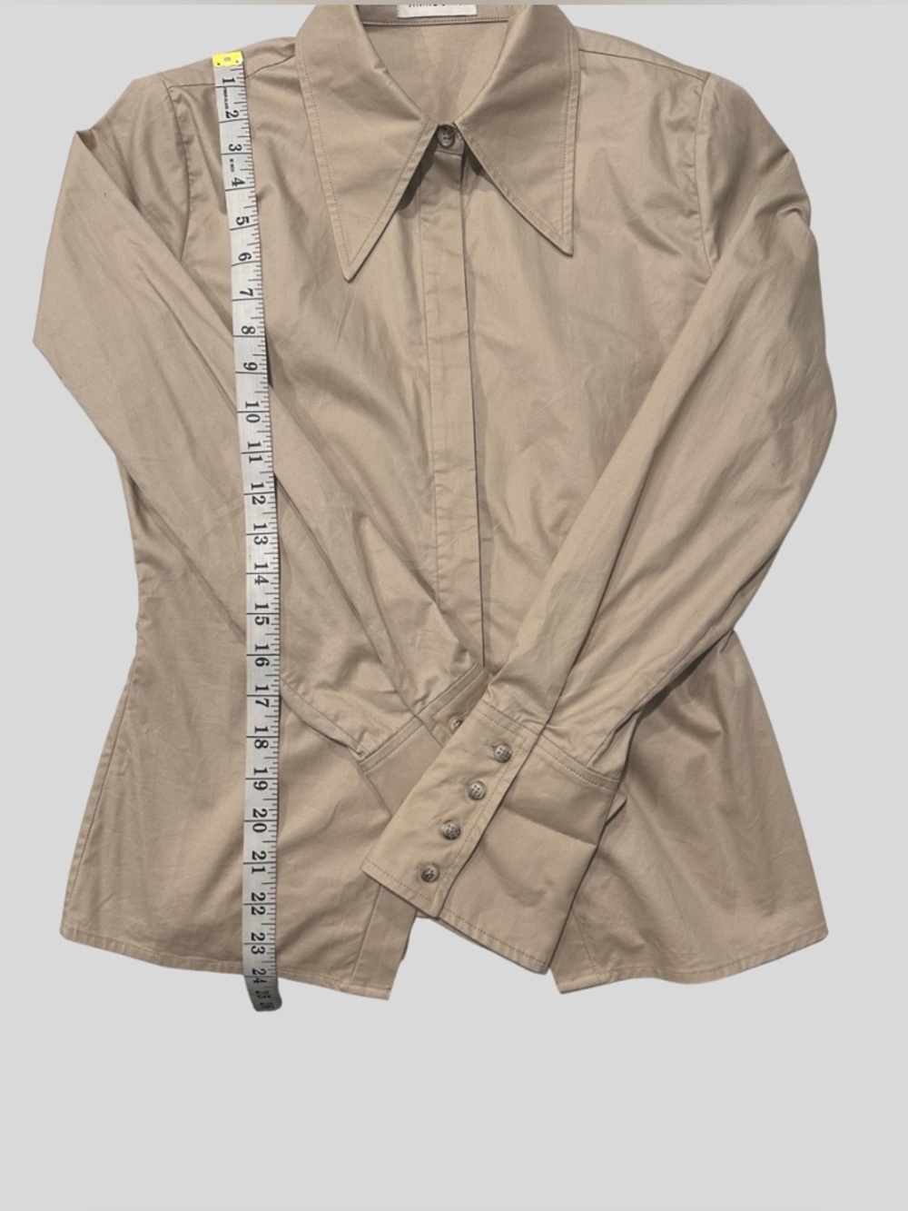 Anine Bing Tiffany Button Front Shirt SZ XS Tan Designer Minimalist Luxury EUC - Picture 7 of 10